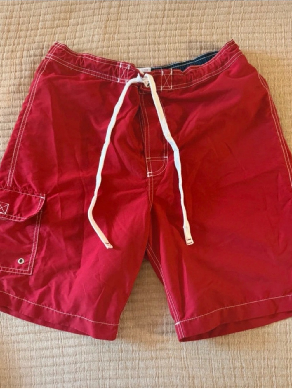 Merona Red Men's Swim Board Shorts with White Drawstring